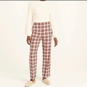 J Crew Straight Leg Bi Stretch Wool Pants (LINED) in Snowy Stewart Plaid